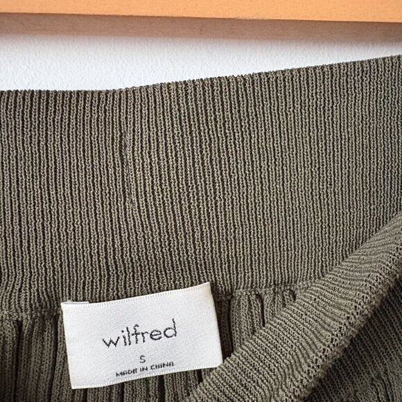 Aritzia Wilfred Zeta Ribbed Midi Skirt with Slit Olive Green Size Small - Picture 8 of 9